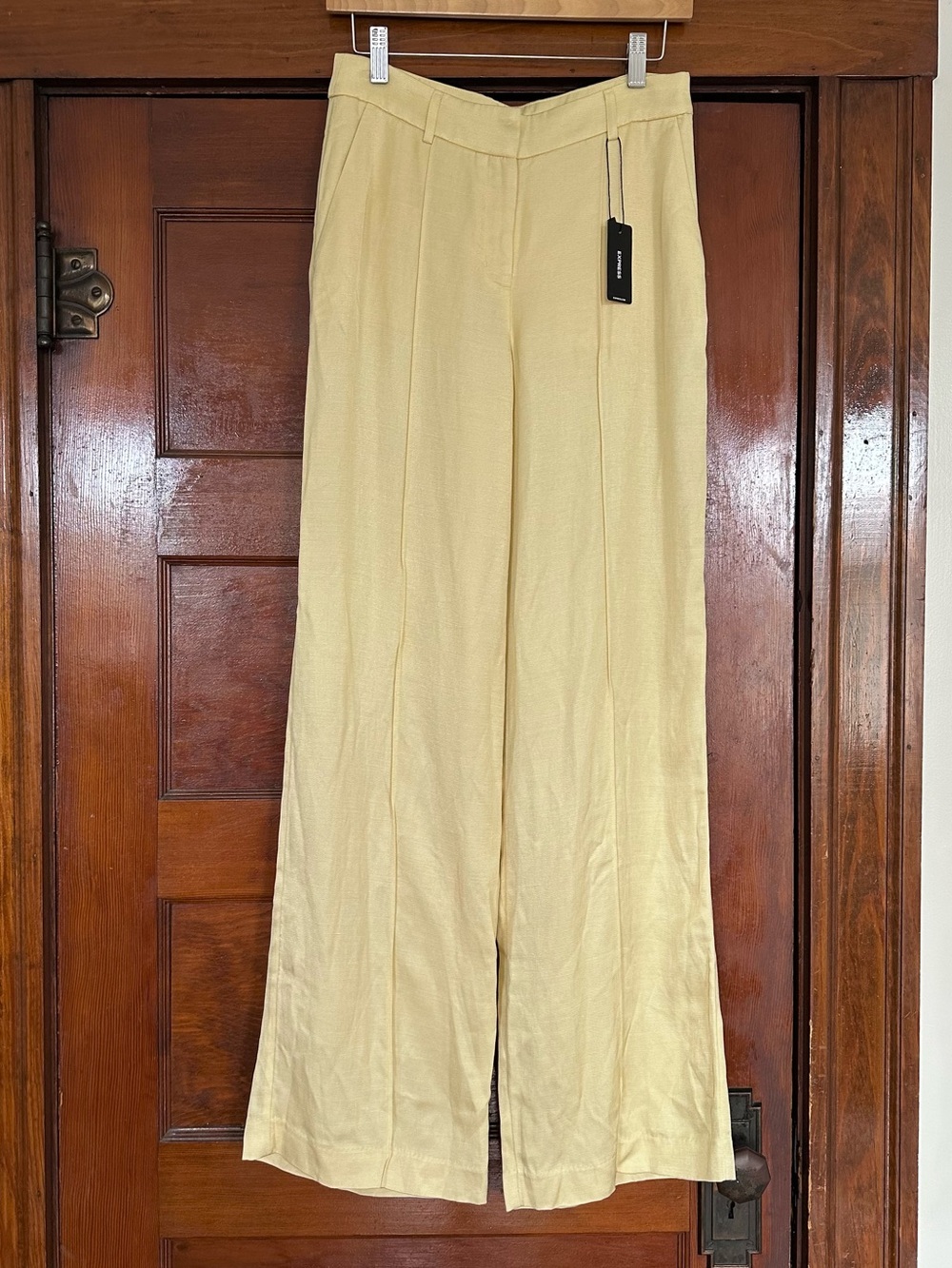 New Express High Rise Wide Leg Editor Trouser Pants Size 2 Pastel Butter Yellow